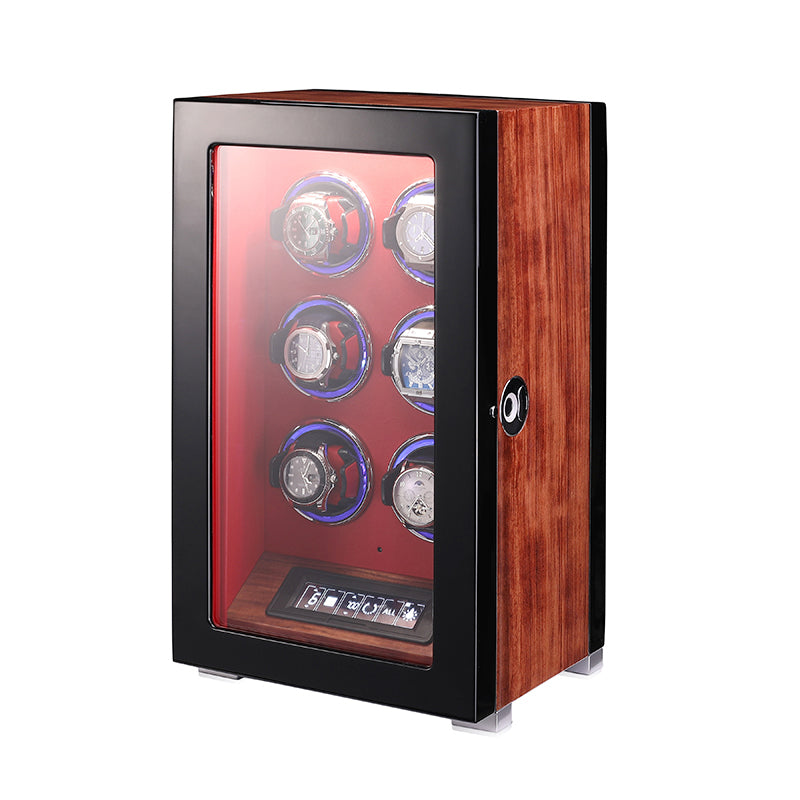 Embers Wooden Automatic Watch Winder 2 4 6 9 12 Watches Storage Box Biometric Shaker With Fingerprint Unlock Clock Case