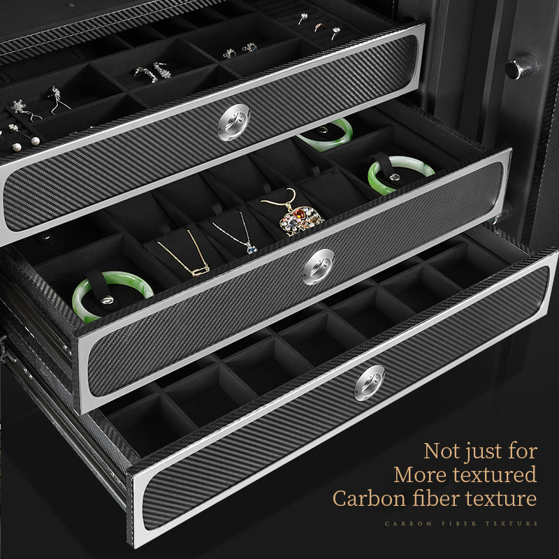 Embers Luxury Watch Winder Safe Cabinet Solid Wood Box Anti-theft LCD Touch Screen Leather Jewelry Strongbox With Fingerprint unlock