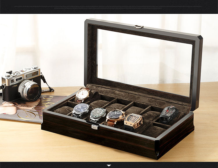 2025 New Luxury Solid Wood 12 Watch Boxes Storage Collector Brown Watch Display Case Watches Gift Box Custom Logo