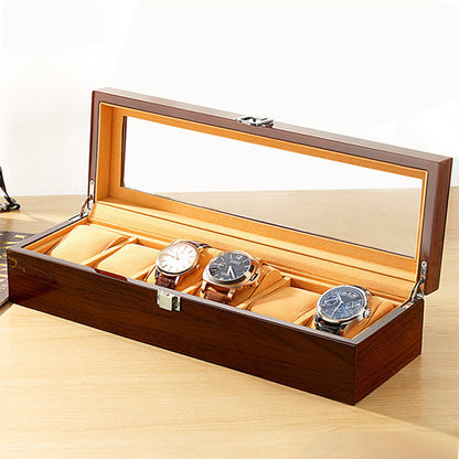 Brown 6 Slots Wood Material Watch Boxes For Men Shop Display Watches Practical Jewelry Watch Storage Organizer Cases