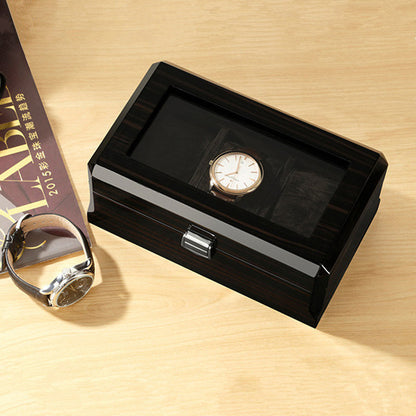 Black Luxury Wood Grain Watch Box 3 Slots Men Quartz Mechanical Watch Boxes Collection Storage Box